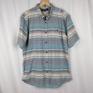 Ezekiel‎ Shirt Mens Size XXL 2XL Striped Short Sleeve Button Down Skater 90s